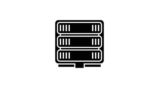 Black computer server rack icon isolated on white background