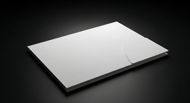 Blank white presentation folder mockup floating in dark space perfect for branding identity layout and corporate design