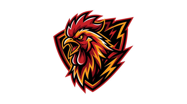 Aggressive Rooster Mascot Logo, Fierce Bird Emblem, Esports Gaming Character