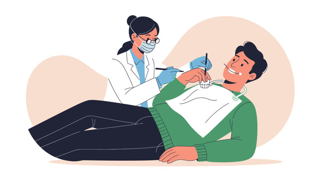 Dentist examining patient's teeth with care and professionalism