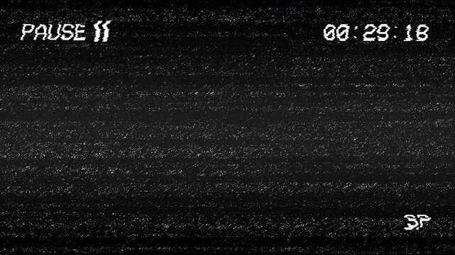 VHS pause with frozen time and noise effect 4k video loop