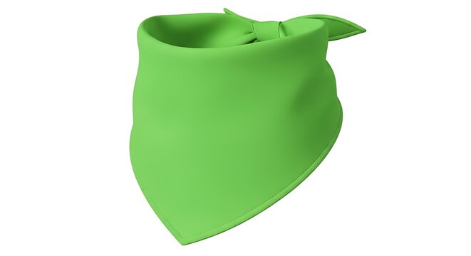 Isolated green baby bandana bib simple triangle scarf accessory for infants cotton fabric newborn feeding drool protection