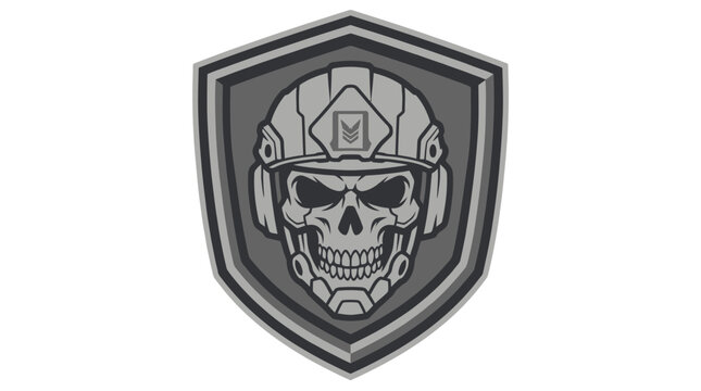 Skull Soldier Emblem Badge Icon Military Helmet