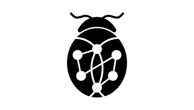 ladybug logo, encryption symbol, black isolated vector silhouette