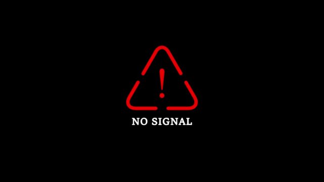 Connectivity no signal icon digital colorful disconnection communication disruption issue. A modern technology design screen pixels interfering on a black background. HD video