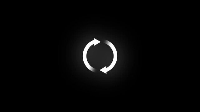 Circle arrow refresh and reload icon animation with loading progress on black background.