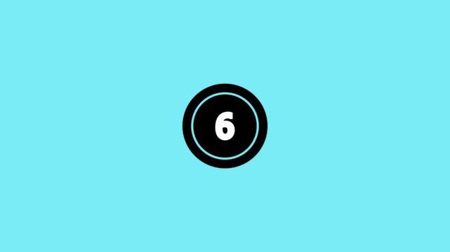10 seconds countdown numbers animation, digital circular timer on green background.