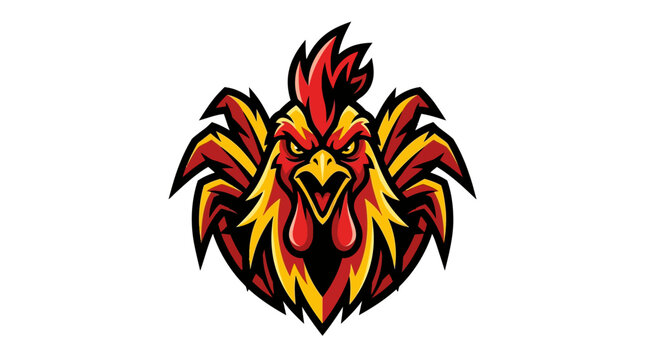 Aggressive Rooster Mascot Logo - Fierce Bird Emblem