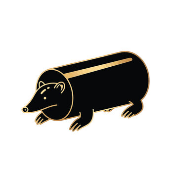 Minimalist black silhouette of an Australian marsupial mole, isolated on a white background. High-quality vector illustration representing Notoryctes typhlops for wildlife design projects.