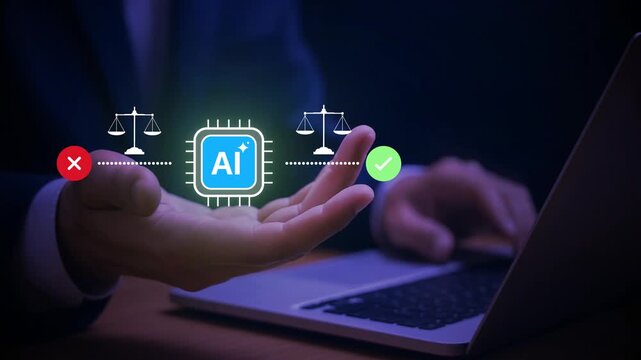 AI decision validation and approval workflow concept with responsible artificial intelligence governance, ethical compliance, enterprise oversight, automated risk assessment and policy verification