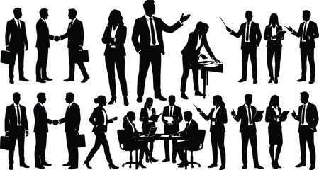 Fototapeta premium Corporate Business Team Activity Silhouette Set
