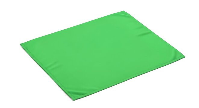 Isolated soft green baby towel square textile blanket folded flat for skincare hygiene or bath time accessories mockup