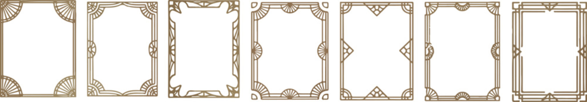 Luxury modern art deco golden frame collection with elegant geometric vector borders