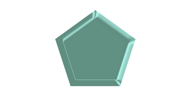 Teal pentagon geometric tile isolated on transparent background
