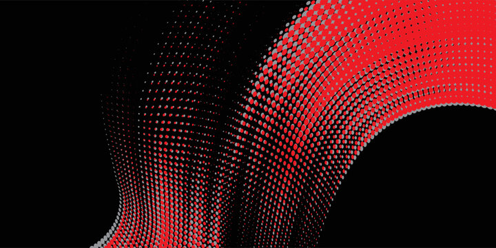 Abstract speed line style black halftone banner design template. Red and gray halftone dot pattern with grunge texture. Sporty style black and white dot pop art comic, Vector Illustration.