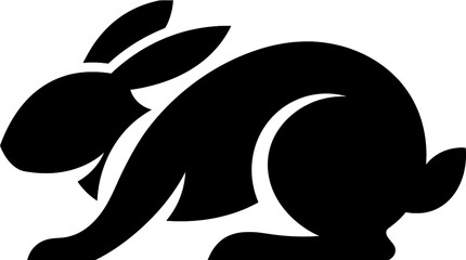 Fototapeta premium Minimalist black rabbit silhouette in dynamic running pose