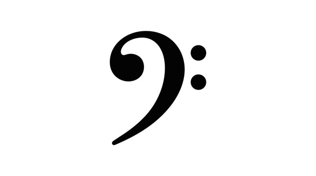 Black bass clef symbol on a white background vector illustration