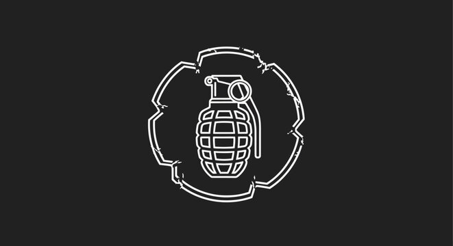 Vintage logo depicting an iconic hand grenade illustration in a distressed circular frame