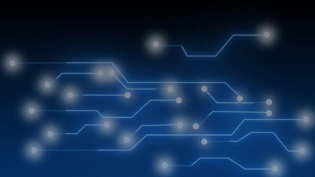 Digital circuit board displays advanced computing hardware connections. High tech circuit board represents microchip engineering development data. Modern tech backdrop with circuit board.