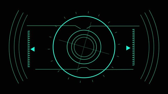 Advanced HUD target reticle monitors industrial defense grid fields. Futuristic HUD target reticle locks onto automated tracking data. Weapon systems simulation with HUD target reticle.