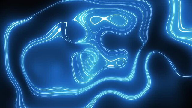 Abstract wavy lines drift across a professional technology backdrop. Seamless wavy lines create an elegant corporate motion graphic layout. Creative design asset incorporating wavy lines.