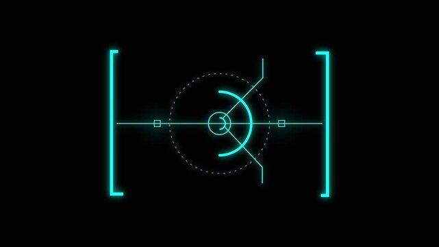 Advanced targeting reticle monitors industrial tracking network grid data. Futuristic targeting reticle locks onto navigation vector points. Security operations with targeting reticle.