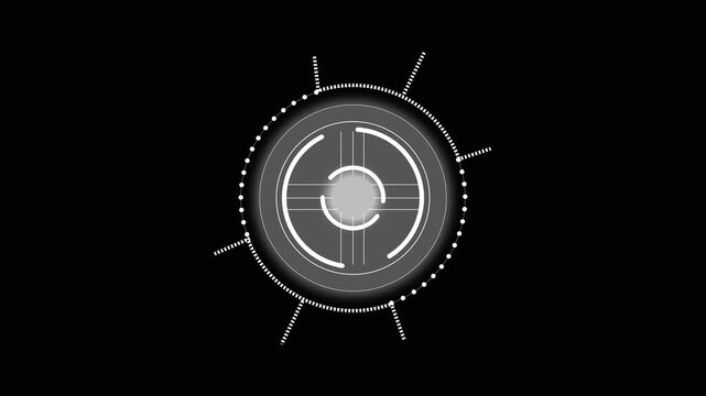 Futuristic circular HUD element tracks automated system processing variables. Advanced circular HUD element overlays digital presentation layouts. Technical design with circular HUD element.