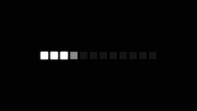 Digital progress bar monitors system processing updates online. Interactive progress bar indicates software download completion. User interface element showing progress bar.