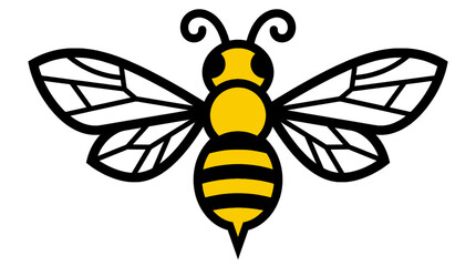 Stylized yellow and black honey bee icon with open wings © Hotel