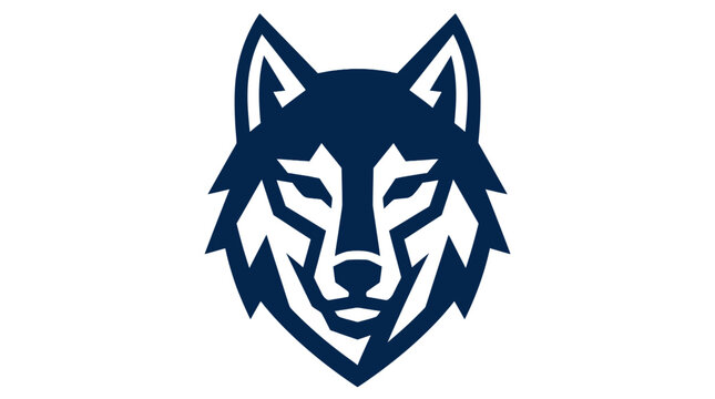 Stylized navy blue wolf head mascot logo icon