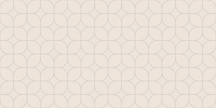 Minimal seamless geometric pattern with soft gray curved lines on light beige background, elegant Scandinavian texture for wallpaper, interior textiles, branding, packaging and decor home accents ui