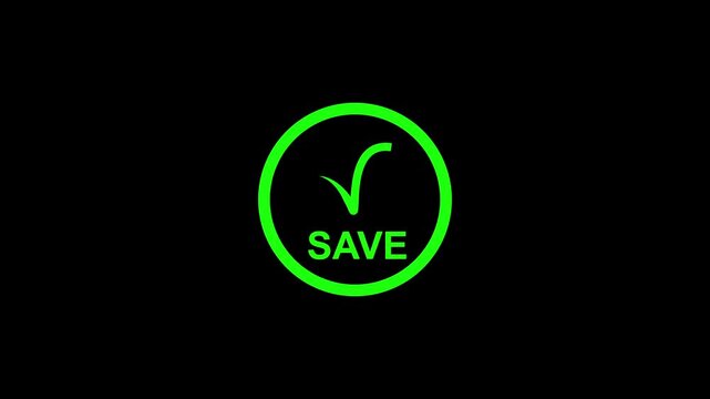 Digital save icon confirms successful network database file backups. Interactive save icon visualizes secure information storage compliance updates. Cloud computing with a corporate save icon.