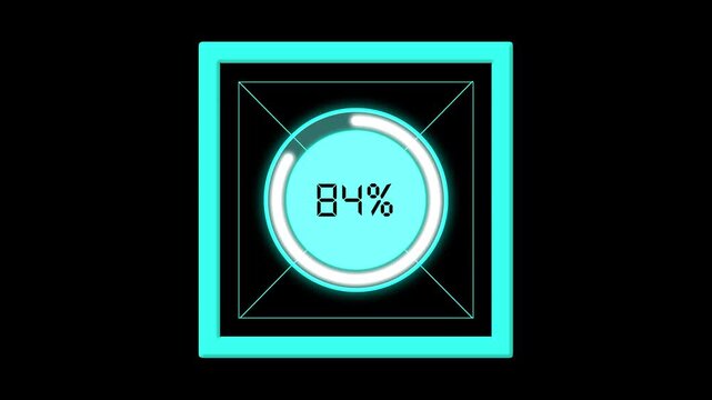 Digital progress indicator tracks online software update installation. Interactive progress indicator monitors database loading completion percentages. Interface asset with progress indicator.