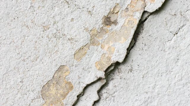 Crack in a concrete plaster wall. Damaged wall. Destruction of the concrete surface, critical building,animation