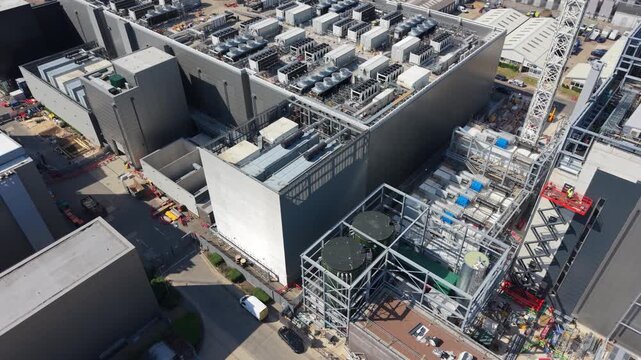 Data Centre Campus Expansion Aerial View Under Clear Sky