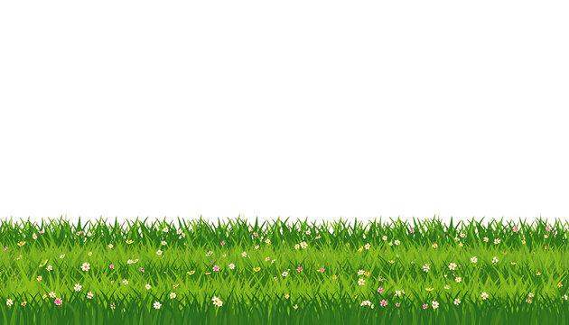 Pixel art green grass with tiny wildflowers, simple pattern for nature backgrounds and borders