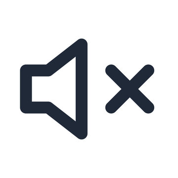 Mute speaker line icon, communication sound off outline symbol