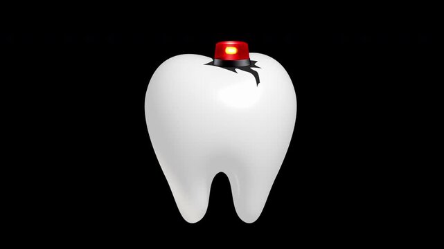An emergency siren light spinning and flashing on decay tooth.