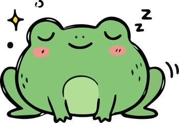 Obraz premium Cute Sleeping Frog Character Hand Drawn Doodle Illustration