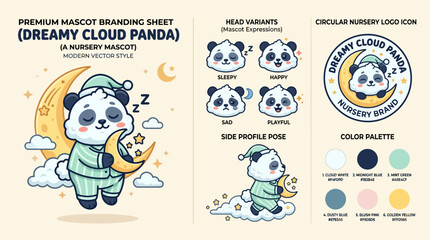 Cute panda branding sheet with various elements. © creative