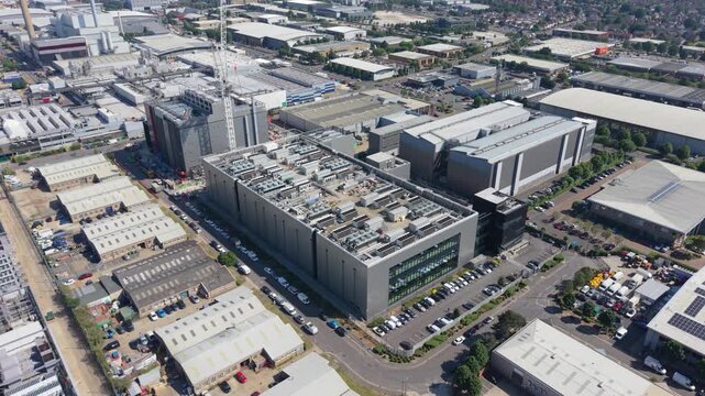 Data Center Facility Aerial View Industrial Park Daytime