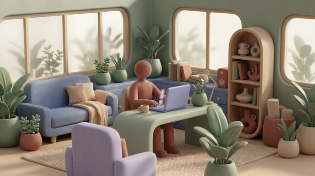 Cute and Colorful Miniature Living Room Interior, Aloha Kai