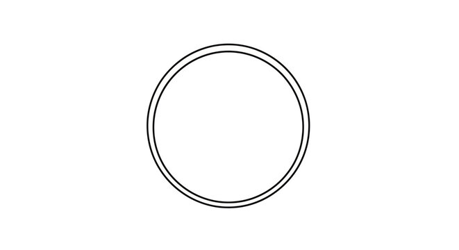 Minimalist black double circle frame on white background