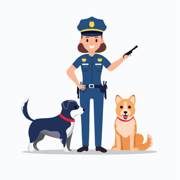 Police Officer with K9 Dogs