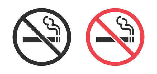 No smoking sign icon set, cigarette prohibition symbol set, smoking ban and tobacco restriction signage, workplace safety and public health compliance vector illustration. ©   