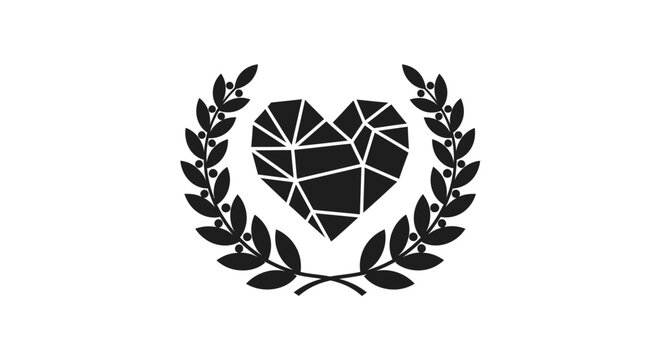 Black heart shape with laurel wreath.