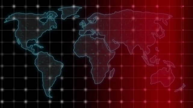Detailed world map displays global data communication graphics. Corporate world map visualizes international corporate logistics networks. Global grid system using a detailed world map.