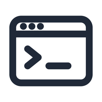 Terminal window line icon, command line coding technology outline symbol