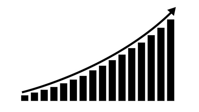 Minimalist bar chart visualizes positive corporate growth trends. Commercial bar chart displays rising stock market analytics data. Financial success concepts with a clean bar chart.