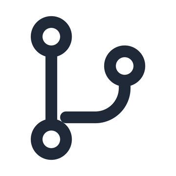 Git branch line icon, version control software development outline symbol